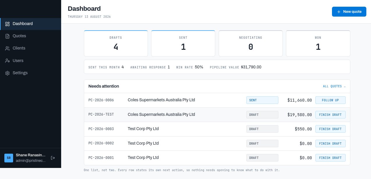 New dashboard