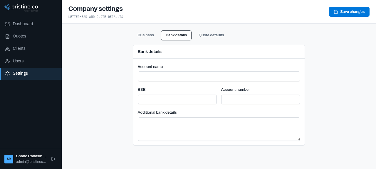 Settings bank